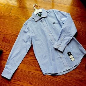 Ralph Lauren brand new size 16 blue and white stripe button down dress shirt.